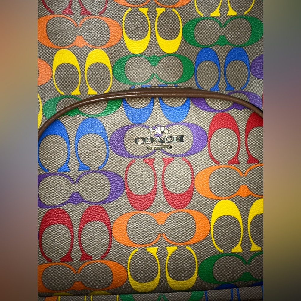 RARE LIKE NEW! Coach Backpack In Rainbow Canvas Multi PRIDE Bag Purses Designer🌈 - Picture 14 of 16